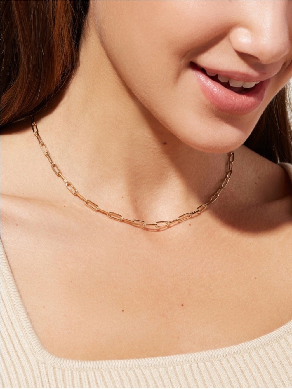 Ana Luisa Paper Clip Chain Necklace 14K Gold Plated Layering Minimalist